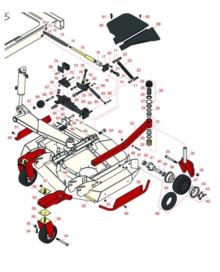 Replaces Toro 4000D/4010D left Hand Deck Arm & Wheels