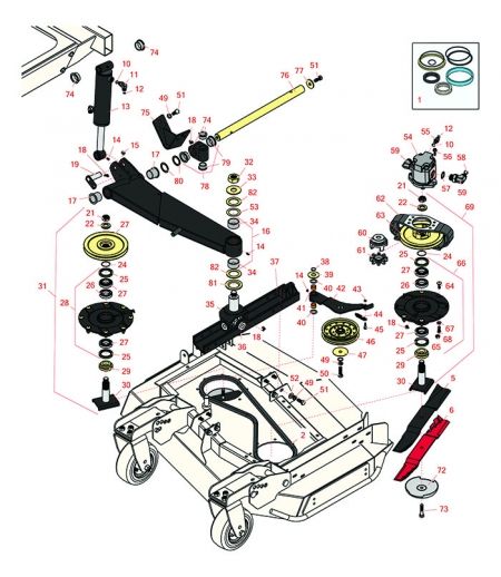 Replaces Toro 4000D/4010D Left Hand Deck Lift Arms & Spindle