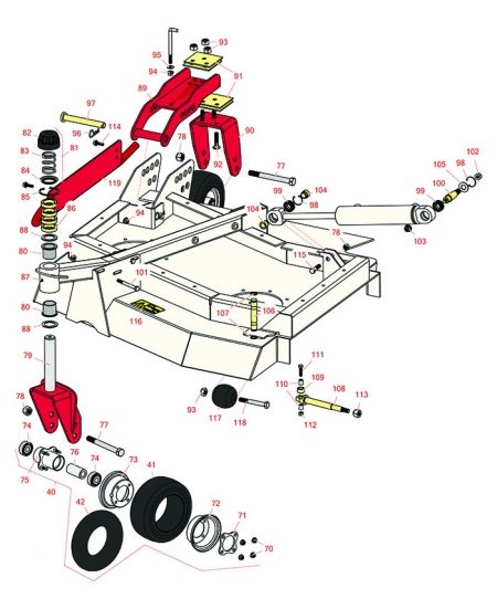 Right-Hand Deck Caster Arms and Wheels