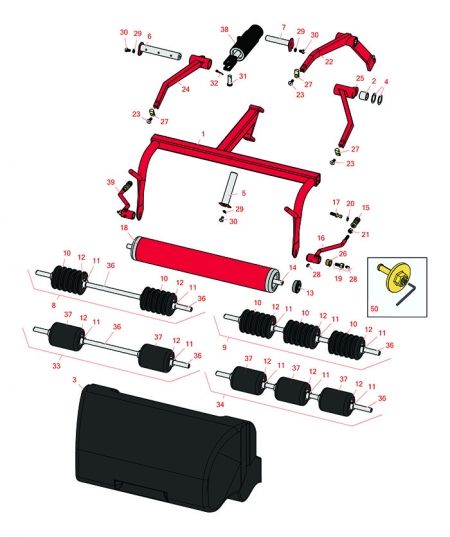 Greensmaster 300/3000 Pull Frame, Roller & Basket