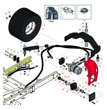 Rear Fork & Wheel -Groundsmaster 3500-D, 3500- G ,3505-D 