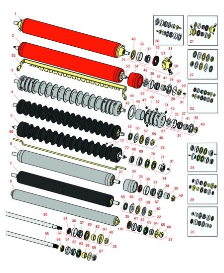 7" Unit  Front & Rear Rollers 