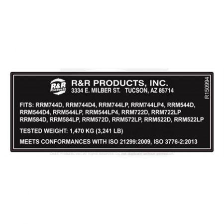 DECAL- Replaces Part Number 150994