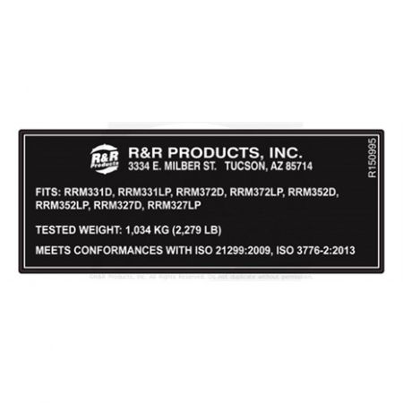 DECAL- Replaces Part Number 150995